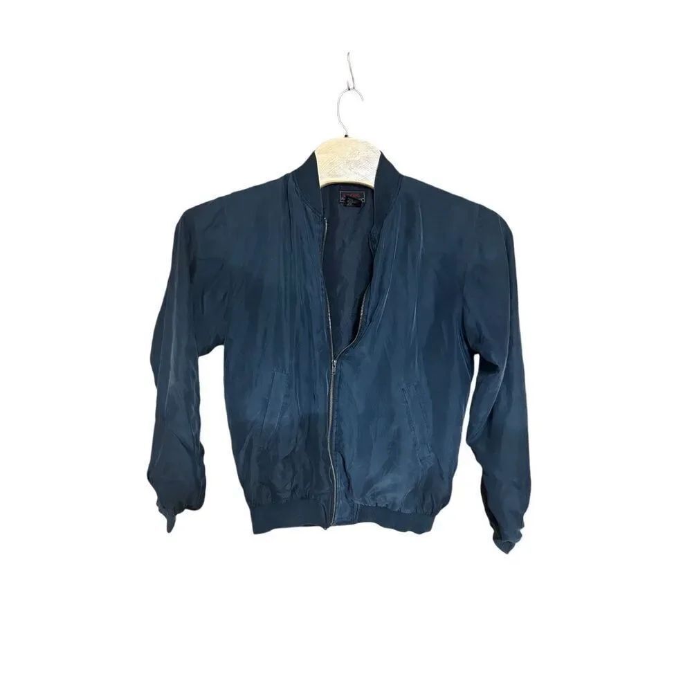 Vintage JOHN BLAIR 100% Silk Bomber Jacket Personal Choice Size Medium Regular N